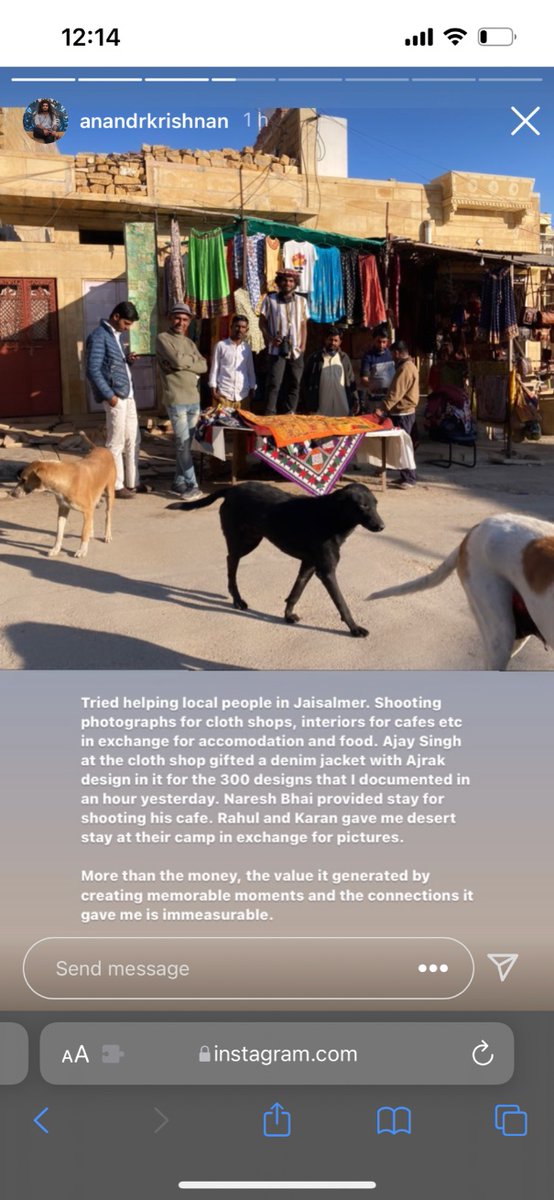 vikxlp's tweet photo. Shout out to @anandrkrishnan travelling across Thar helping out artisans and shop owners while he earns acco and clothes in return.

An amazing way to experience and soak in the culture 🙏🏽🙏🏽

Follow him here and on Instagram for more https://t.co/pK3cb1gwyX