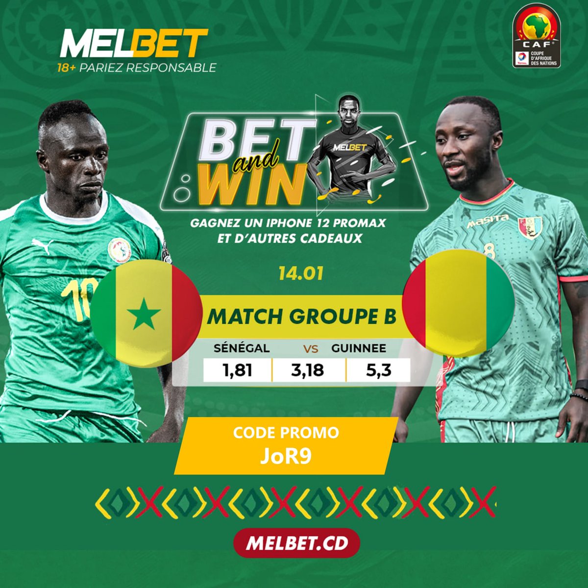 EyemDaniel's tweet photo. #CAN2021 #J2-GrpB, réduit par les nombreux absences dû au Covid;les lions de la TERANGA affrontent leur voisin du Cylies Nationale pour une qualif en 1/8 de finale.
Pariez sur la CAN2021 avec @MelbetRdc 
https://t.co/VbwZoB1DI8
Promo code: JoR9 https://t.co/rRuLY02Wmm