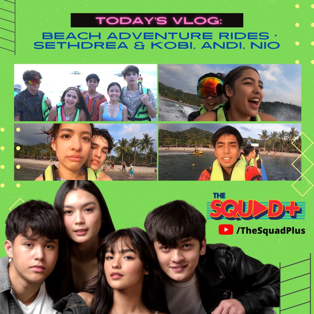 DreamscapePH's tweet photo. BEACH ADVENTURE RIDES • SETHDREA WITH KOBI, ANDI, NIO

Ita-try ng Squad ang jetski &amp; banana boat! Mag-enjoy kaya sila sa kanilang beach adventure rides? Check this out tonight, 7PM sa https://t.co/j5CMZv3Vaa ✨ https://t.co/W2HCJ0eX1x