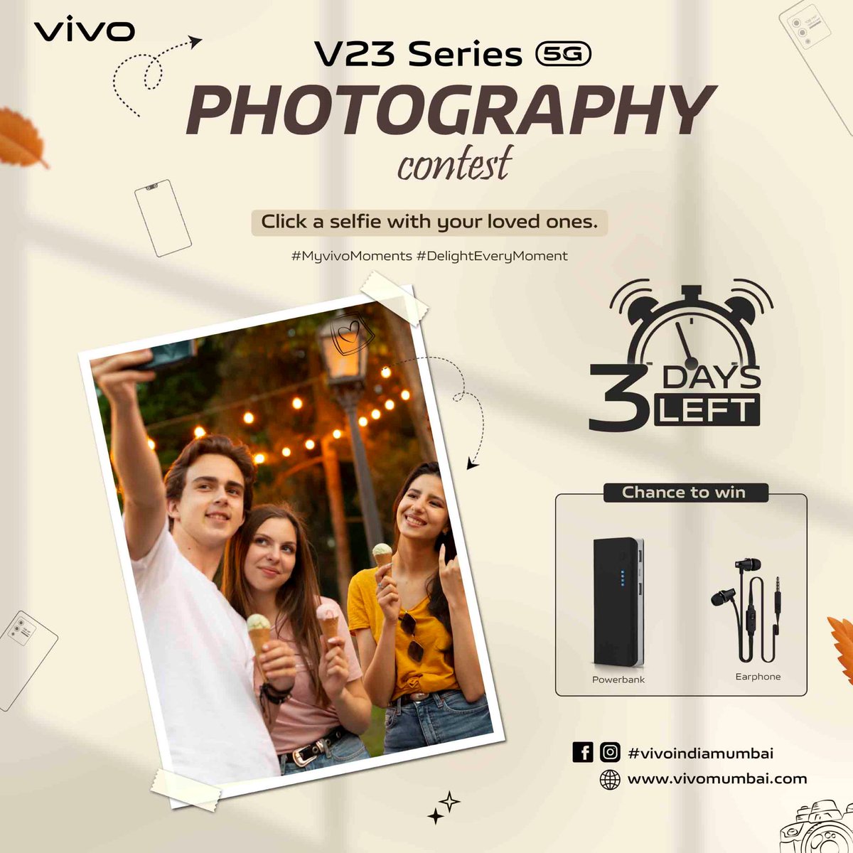 #ContestAlert

…because every picture tell a story…📸

Share the best selfie with your loved ones, because selfies never get outdated 🤳🥰

Come join the #vivoV23 selfie contest &amp; stand a chance to win amazing vouchers, 10 powerbank,10 earphones😍