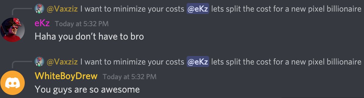 Our boy here got scammed of his first NFT through DM links, but our community was ready gift him a new one. Billionaire vibes 💪

We'll take care of the new PXLB instead, we got you.