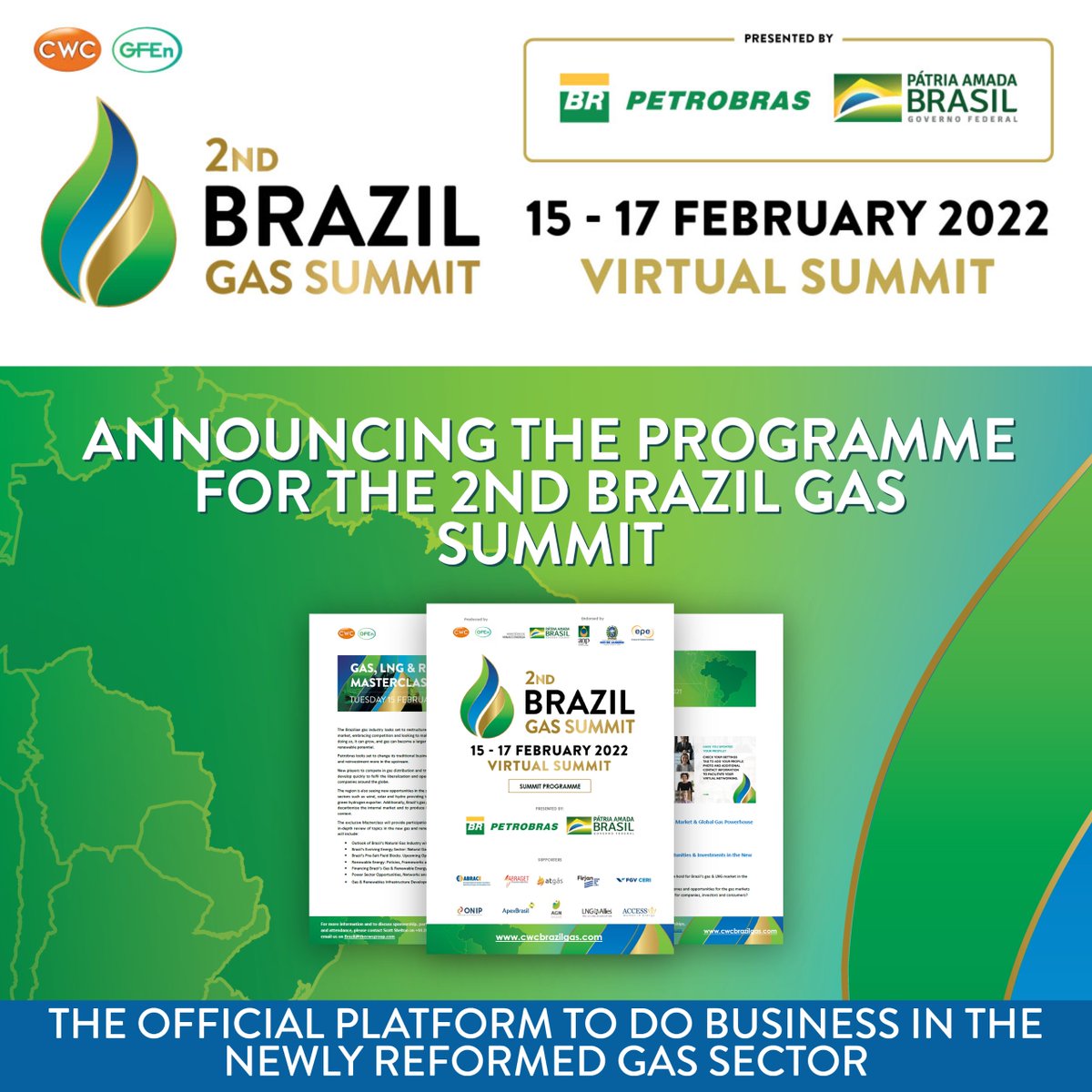 BrazilGasSummit's tweet photo. We're pleased to announce the Programme for the 2nd #BrazilGasSummit, presented by @petrobras and the Federal Government of Brazil. The Summit welcomes the public &amp; private sectors, and encourages sustainable growth for the country’s long-term future.
➡️ https://t.co/nVayatESir https://t.co/FpTKe6zFIc