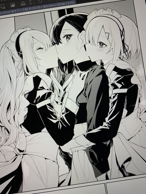 2人で挟んでキスする百合良い... 