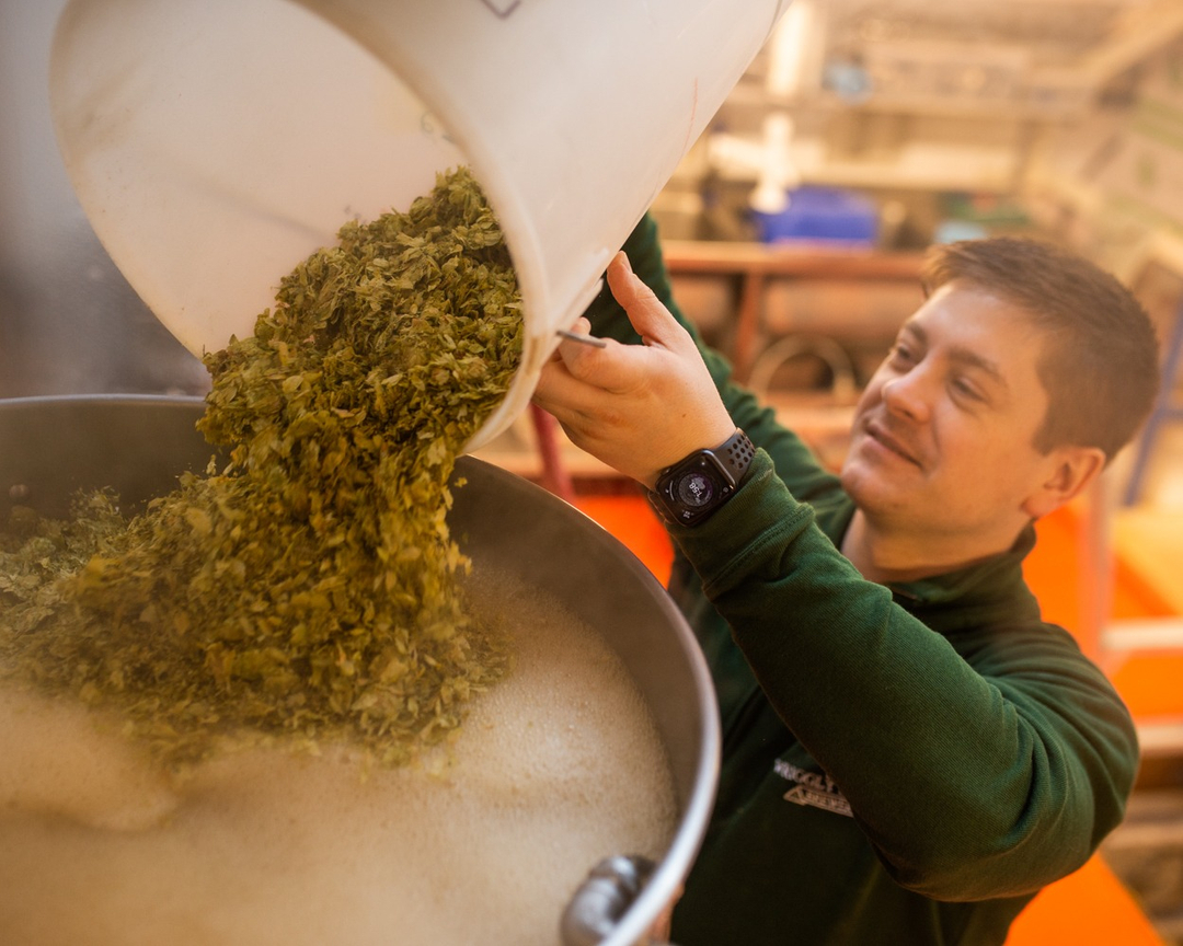 Our Head Brewer, Greig, makes the final hop addition while brewing this week's Try-January special, the Sanction M Pale Ale. Want to try the hoppy, fruity, citrusy, Sanction M? It's only available tonight and tomorrow at the Tap Room - get in before it's too late!