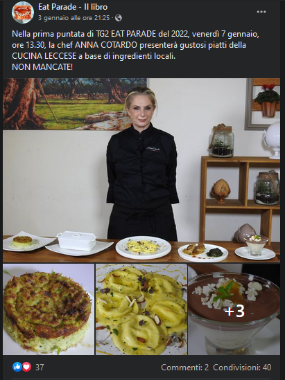 PerMicro_'s tweet photo. #CLIENTIPERMICRO
La chef Anna Rita Cotardo, che con un nostro finanziamento ha avviato "63 Osteria Contemporanea" a #Lecce, è stata ospite di "Tg2 Eat Parade", rubrica enogastronomia di #Rai2: https://t.co/Ue34NpcXAR
In partnership con @AuxiliaFinance. https://t.co/PhWc5z7Xnx