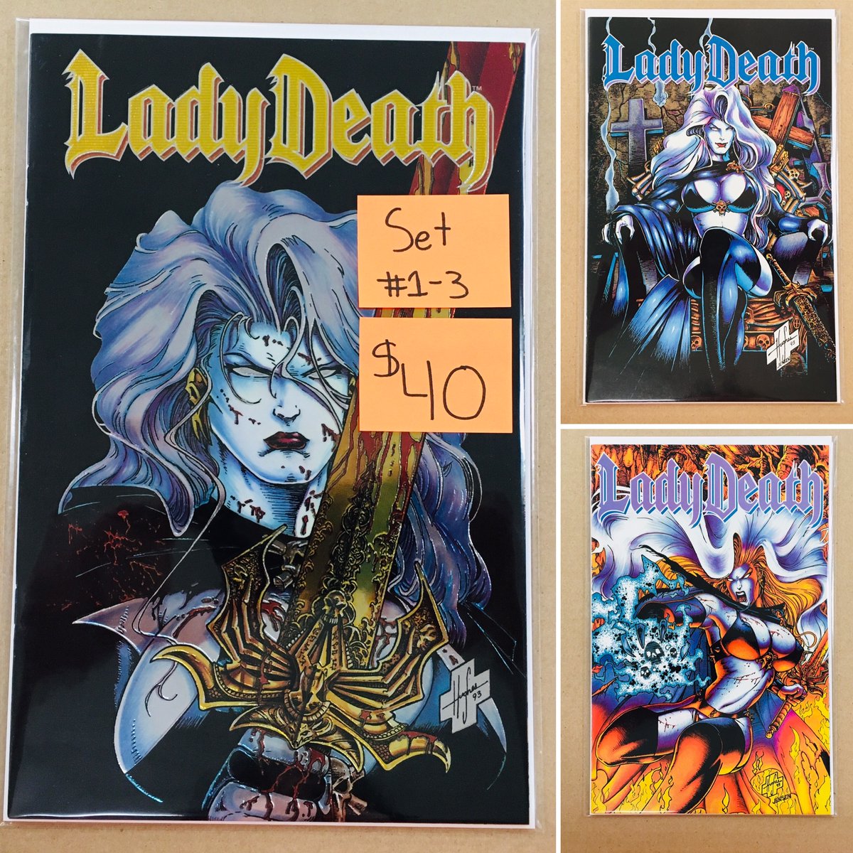CosmicComicsLV's tweet photo. Complete #ComicSet of #LadyDeath Vol 1 from 1994 added to the case.  The 1st self-tilted series for Lady Death.

#BackIssue #ChaosComics #Comics #LasVegas #getyourfix #NerdCulture702 https://t.co/NpU7xLKuUP
