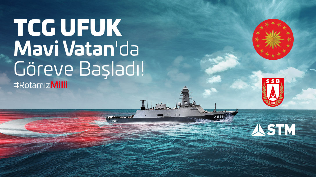 STMDefence's tweet photo. Mavi ufukların bekçisi TCG UFUK (A-591) ülkemizin gücüne güç katacak! Denizleri sakin, pruvası neta olsun... #RotamızMilli ⚓ https://t.co/qrWoW2sbRV