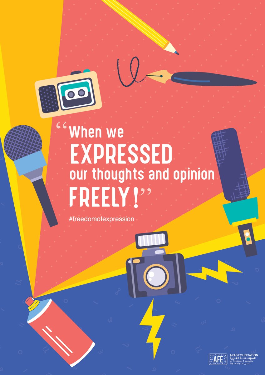 “When we expressed our thoughts and opinion freely!”
#freedomofexpression
"لمّا عبّرنا عن أفكارنا ورأينا بحرية!"
#حريّة_التعبير