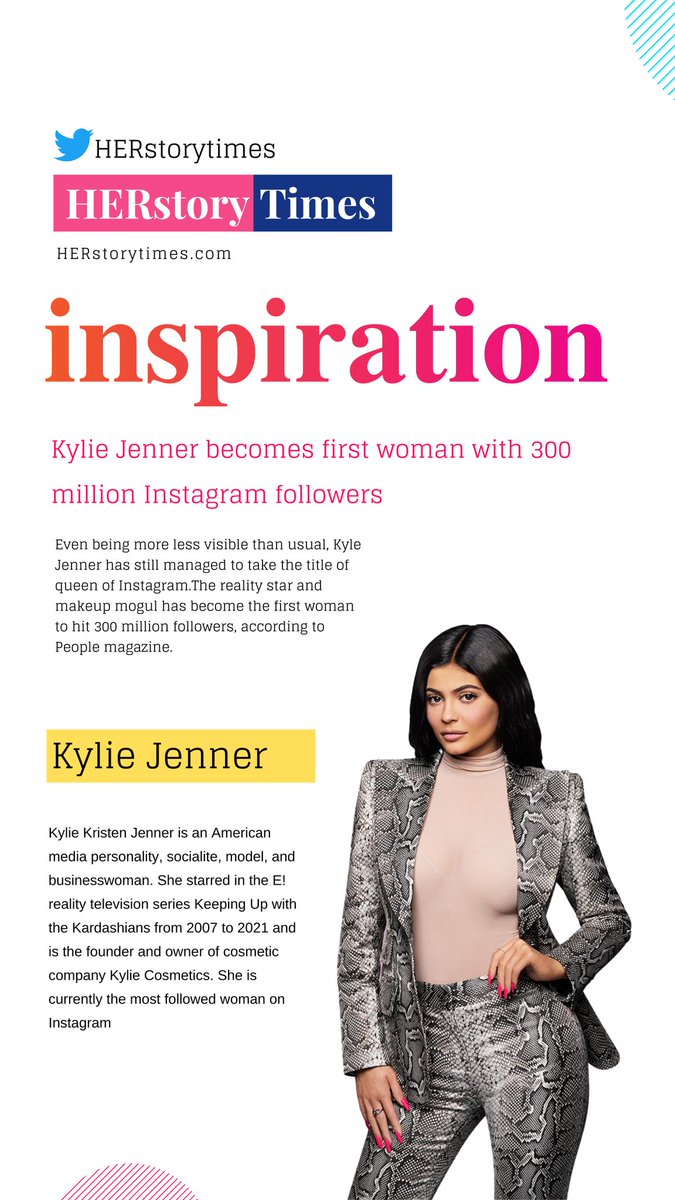 Kylie Jenner becomes the first woman with 300 million Instagram followers  Kylie Jenner  Instagram
Congratulations <a href="/KylieJenner/">Kylie Jenner</a>
<a href="/instagram/">Instagram</a>
#KylieJenner #firstwoman #300millioninstagramfollowers
#HERstorytimes #Fromherwords #FemaleFounders #HERstorytime