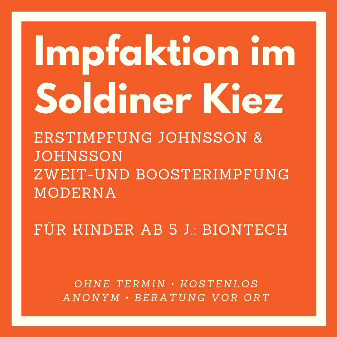 QM_Soldiner's tweet photo. Impfaktion im #soldinerkiez!
Wo & Wann?
In der Stephanuskirche, am FR 21.1., ab 11 Uhr.
Ohne Termin & anonym.
Bitte Teilen & weitersagen!
#impfen #mitteimpft #soldinerquartier #stephanuskirche #berlinwedding https://t.co/DAVGhj6CPF