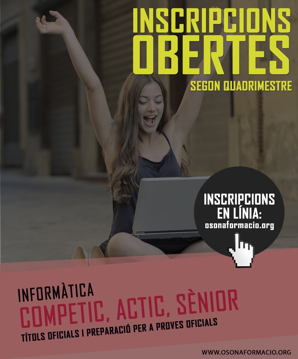 EPACentelles's tweet photo. ❗❗INSCRIPCIONS OBERTES❗❗ ️DEL 10 AL 21 DE GENER!

Compleix el teu propòsit d’any nou posant-te al dia amb les TIC! A més, aprofita les EINES TIC per treballar la PÈRDUA de MEMÒRIA o també estimular-la amb el nostre Taller de Memòria!

#epacentelles #fadults

📞93 881 38 80 https://t.co/2BLOKbAmBC