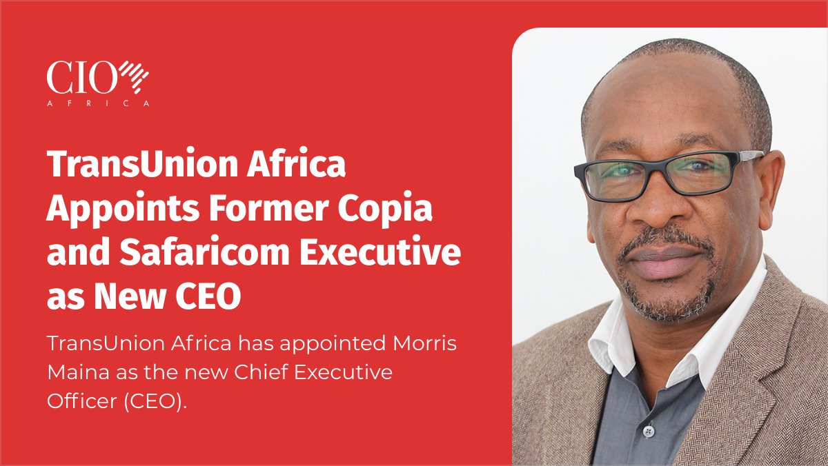 CIO Africa by dx5ve (@dx5ve) on Twitter photo Morris Maina is now the CEO of <a href="/TU_Africa/">TransUnion Africa</a> , an information and insights company.
Congratulations Morris Maina
Read More: bit.ly/3rffHWF Morris Maina is now the CEO of <a href="/TU_Africa/">TransUnion Africa</a> , an information and insights company.
Congratulations Morris Maina
Read More: bit.ly/3rffHWF