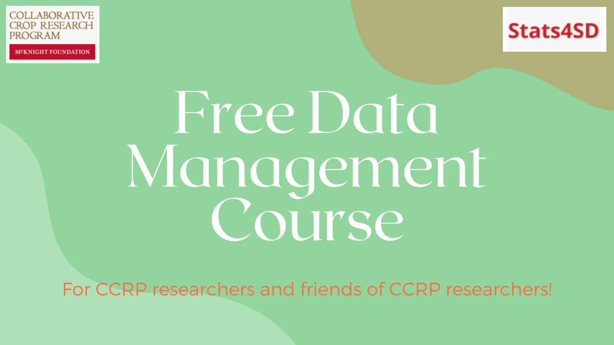 Stats4SD's tweet image. We are running a free Data Management course on 25th Jan! Everyone is welcome to join in online. Please share this post. Contact Shiphar (m.shiphar@stats4sd.org) or Nuru (n.kipato@stats4sd.org) to register #datamanagementcourse @McKnightFdn