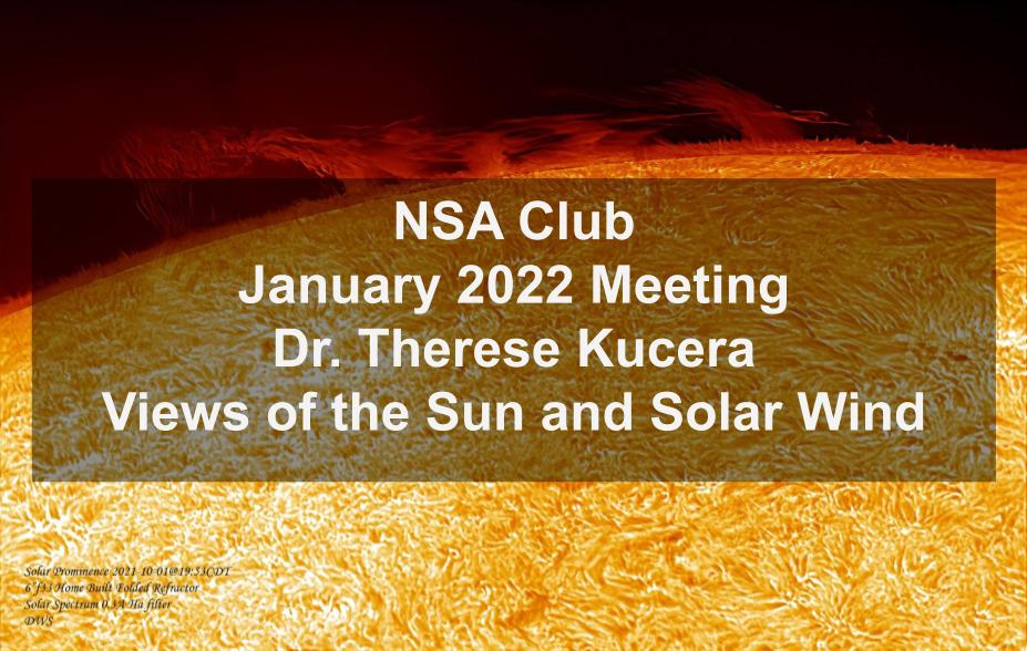 NorthwestAstro's tweet photo. Join us this Friday, Jan 14 @ 7pm CT for our first meeting of 2022. In-person at the Arlington Heights Library or via Zoom. Details here, https://t.co/NygwF3G1ER. Dr. Therese Kucera will present on the topic of Views of the Sun and Solar Wind. #space #astronomy #education https://t.co/94rBhlwJ7g
