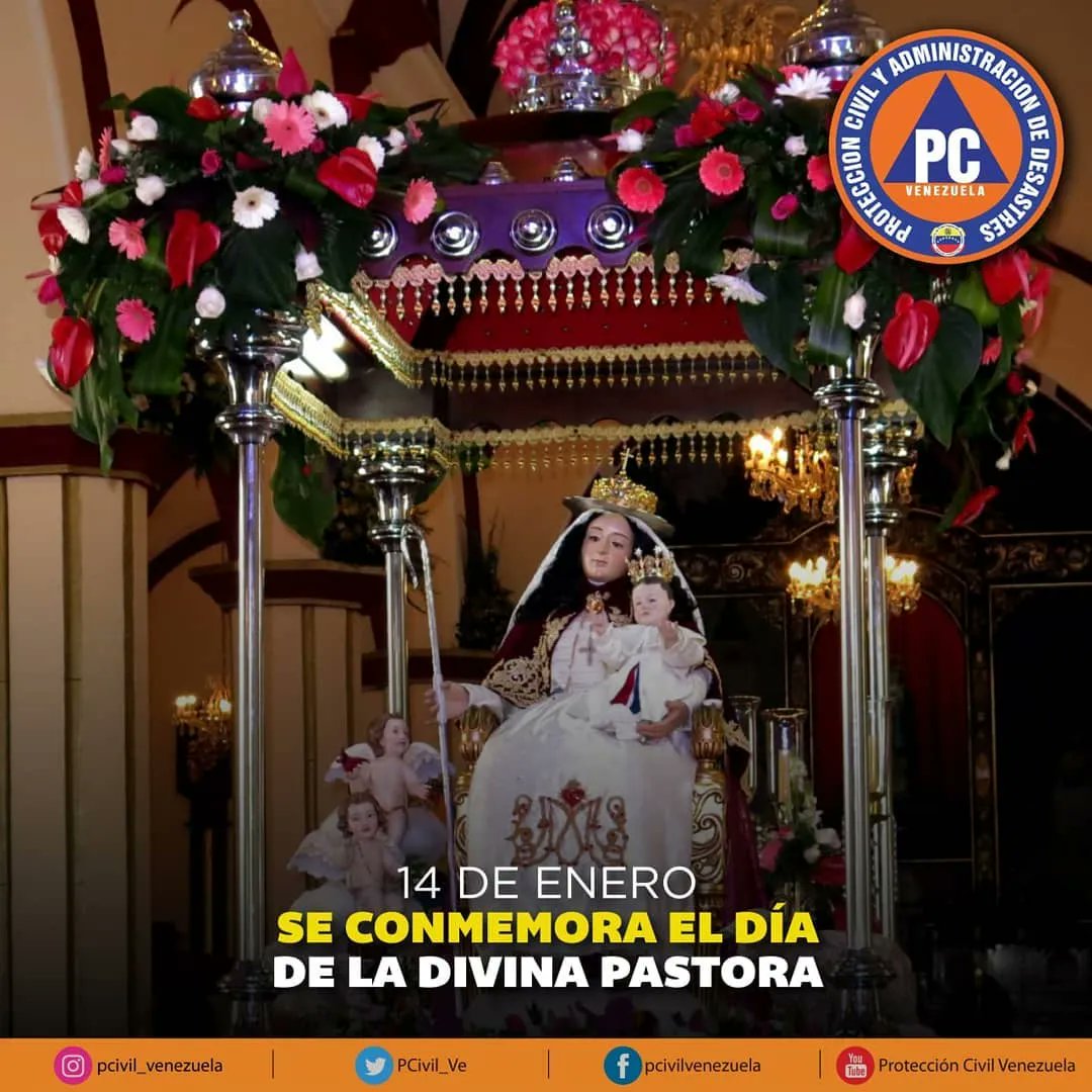 #14Ene | Día de la Divina Pastora, patrona del estado Lara y una de las tradiciones religiosas más queridas y seguidas de Venezuela. Cada 14 de enero, la Divina Pastora es trasladada a Barquisimeto, en una procesión multitudinaria desde su iglesia de Santa Rosa.