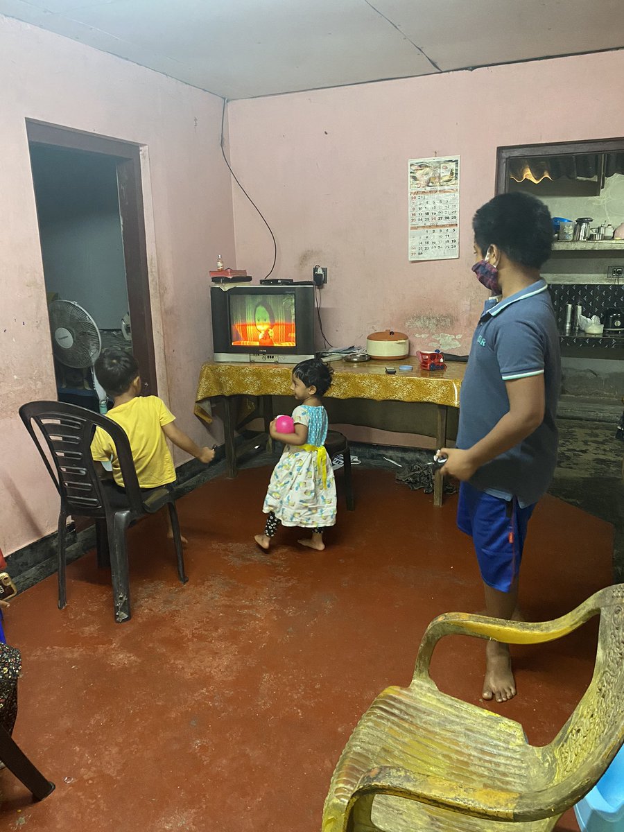 kseniaak47's tweet photo. “Masha and the Bear” cartoon in a remote village in Kerala. Love this. #russiaindia #softpolicy https://t.co/3V8x2BPcAX