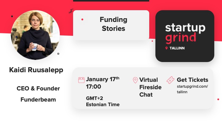 Join me in the next <a href="/StartupGrind/">Startup Grind</a> #Tallinn event, hosting #KaidiRuusalepp, CEO &amp; Founder of <a href="/funderbeam/">Funderbeam</a>.
🚀
We will talk #funding, #entrepreneurship, #startup ecosystem of #Estonia.
💸
Register now: 
startupgrind.com/events/details… 
🔥