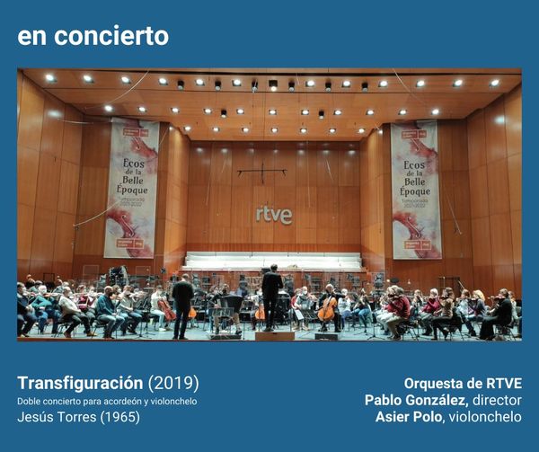 MetronomeMP's tweet photo. #EnConcierto 
13 y 14 de enero - 19:30 hs - Teatro Monumental de Madrid
#OrquestadeRadioTelevisiónEspañola 
#PabloGonzález #AsierPolo #IñakiAlberdi
Transfiguración (2019) de Jesús Torres: doble concierto para acordeón, violonchelo y orquesta de cuerdas https://t.co/4CHiMLJzHP