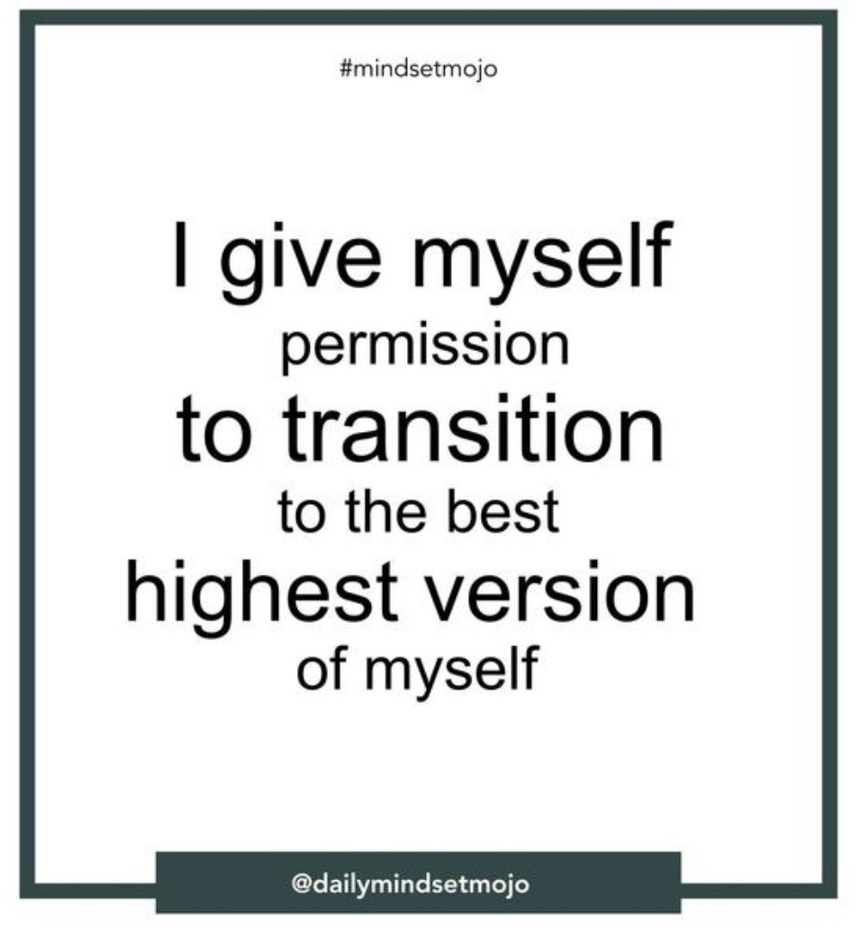 MindsetMojo's tweet photo. Day 13 - Daily Mindset Mojo
I give myself permission to transition to the best highest version of myself. #mindsetmojo
Join the movement, it’s free! https://t.co/hGDCauz3dM https://t.co/8f0m3CdQYy