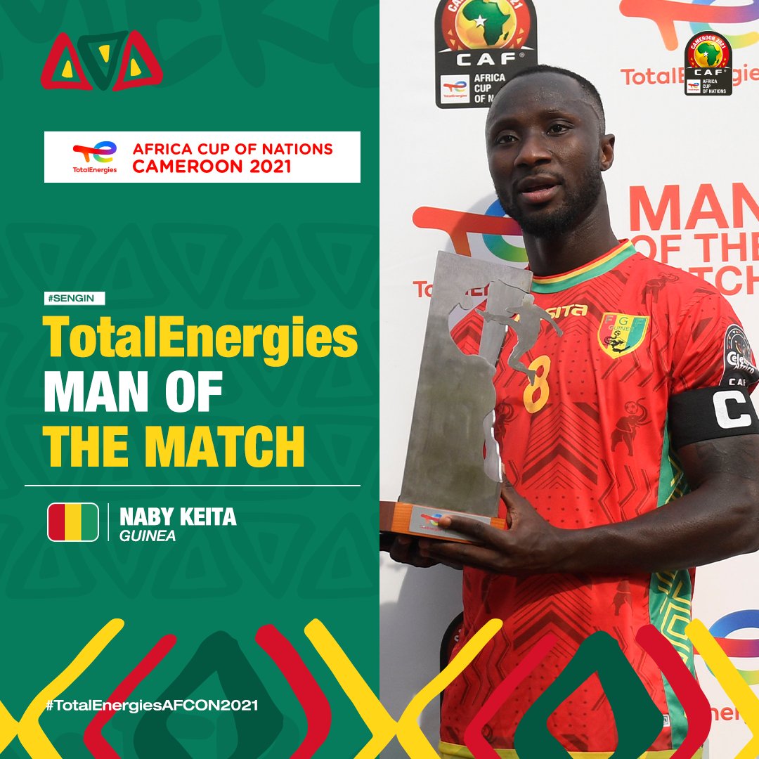 caf_online_AR's tweet photo. 🇬🇳 جائزة توتال إنيرجيز #كأس_الأمم_الإفريقية2021 لأفضل لاعب في مباراة #SENGIN تذهب لنابي كيتا نجم مُنتخب غينيا 👊

#كأس_الأمم_الإفريقية | #الكاميرون2021 | @Football2Gether https://t.co/IYqfQ4QjEd