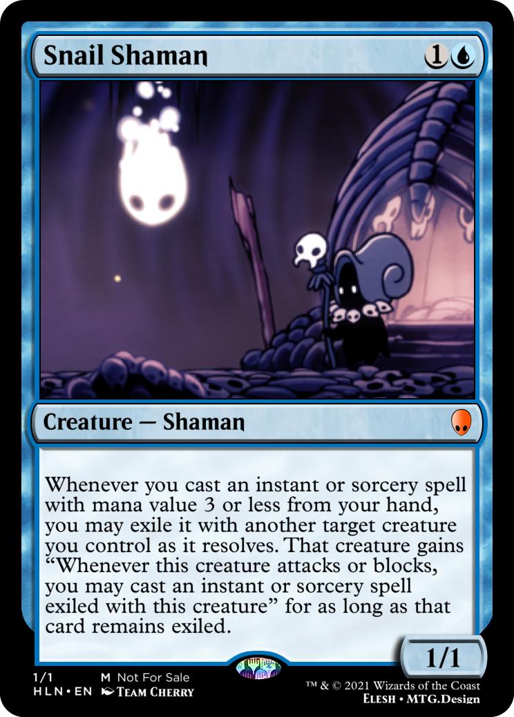 Day 180: Today's #HollowKnight themed #MagicTheGathering card is Snail Shaman! A powerful utility creature that lets you encode your small spells to other creatures! What spells would be best to repurpose? #MTG # Day 180: Today's #HollowKnight themed #MagicTheGathering card is Snail Shaman! A powerful utility creature that lets you encode your small spells to other creatures! What spells would be best to repurpose? #MTG #