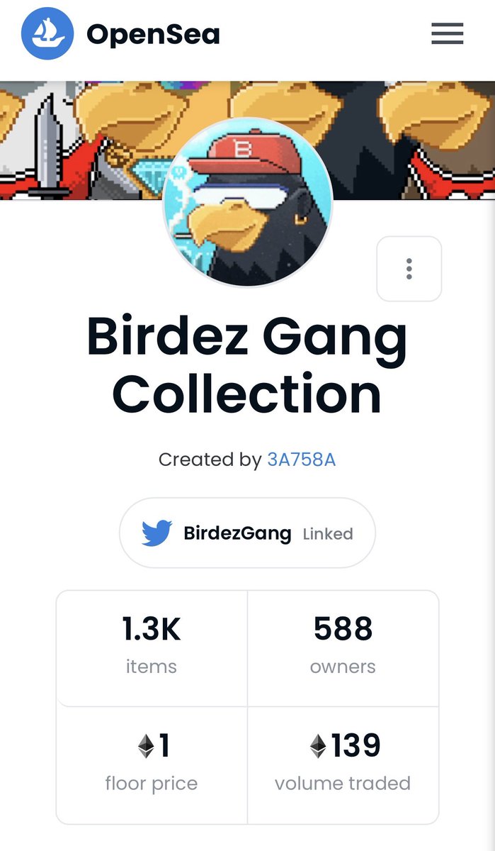 BirdezGang's tweet photo. Floor looks sweet right? Probably nothing 🦅 

20 days ago we were at 0.07. 

Now 1 eth. 

Token is coming. Breeding process too. What else? Much more. https://t.co/6BWWtvBrRi https://t.co/h6y0IuRuSw