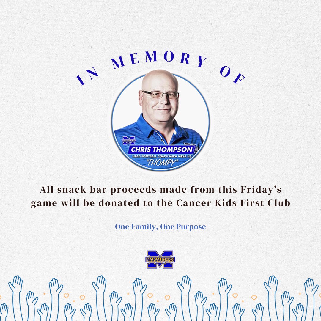 marauder_hoops's tweet photo. Your Varsity Marauders will be playing the Lincoln Hornets tonight at 7:30 in the gym. In memory of Coach Chris Thompson, we will be donating all proceeds from the snack bar to the Cancer Kids First club
Entry is free w/ an ASB Card
GoFan link to purchase tickets in our bio https://t.co/U3wXcdaqSk