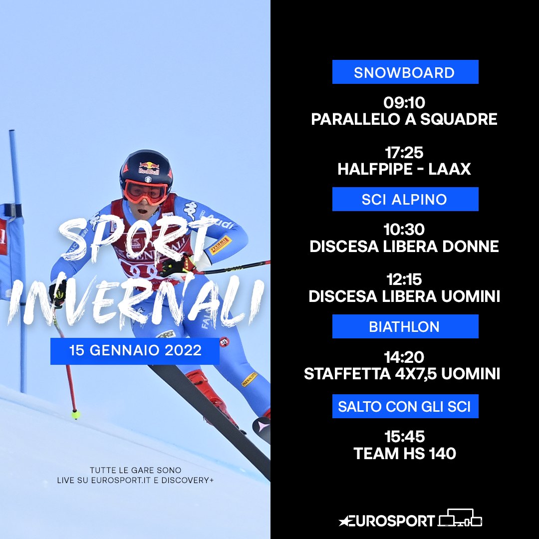 Eurosport IT (@eurosport_it) on Twitter photo Pronti ad un weekend sulla neve? โ๏ธ
๐ด Gli sport invernali sono su <a href="/discoveryplusIT/">discovery+ Italia</a> e eurosport.it ๐ฑ๐ป๐ฅ๏ธ
#EurosportSCI | #EurosportBIATHLON Pronti ad un weekend sulla neve? โ๏ธ
๐ด Gli sport invernali sono su <a href="/discoveryplusIT/">discovery+ Italia</a> e eurosport.it ๐ฑ๐ป๐ฅ๏ธ
#EurosportSCI | #EurosportBIATHLON