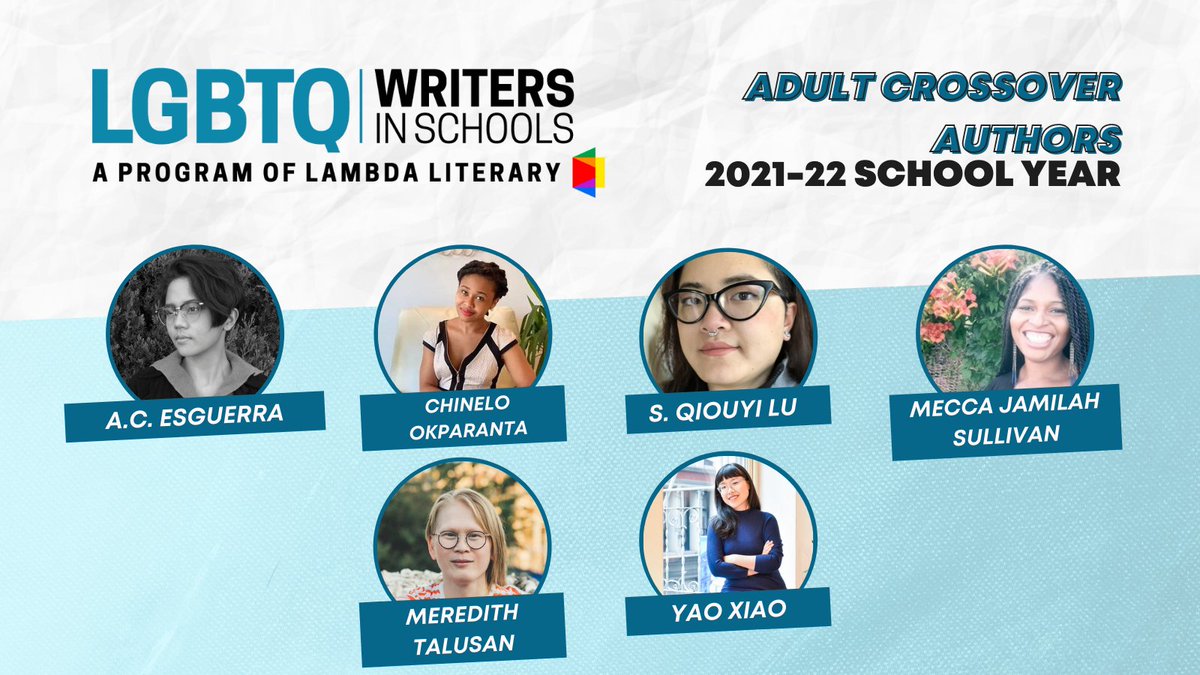Unlike Trix cereal, these author's books aren't just for kids 🙃

WELCOME to the adult crossover authors in our #LGBTQ Writers in Schools Program! Thank you for your beautiful #queer stories 

<a href="/blueludebar/">A.C. Esguerra</a> <a href="/sqiouyilu/">maiden china 🥢⏳ S. Qiōuyì Lù</a> <a href="/mecca_jamilah/">Mecca Jamilah Sullivan</a> <a href="/1demerith/">Meredith Talusan</a> <a href="/yaoxiaoart/">Yao Xiao 要烧</a>