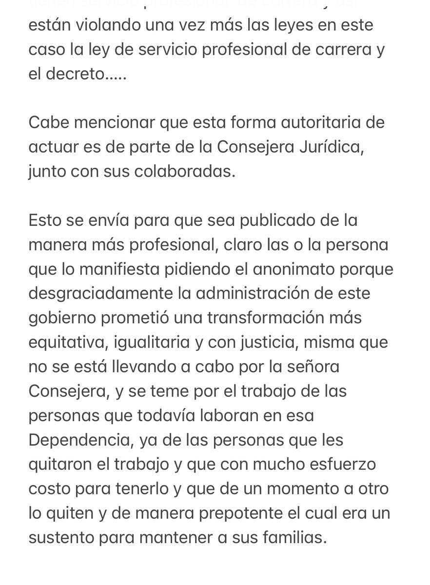 .Así las cosas en la Consejeria Jurídica del Ejecutivo Federal. Una vez más haciendo legal lo ilegal por parte de la Consejera María Estela Ríos González.

¿Algo que decir Presidente <a href="/lopezobrador_/">Andrés Manuel</a> ?