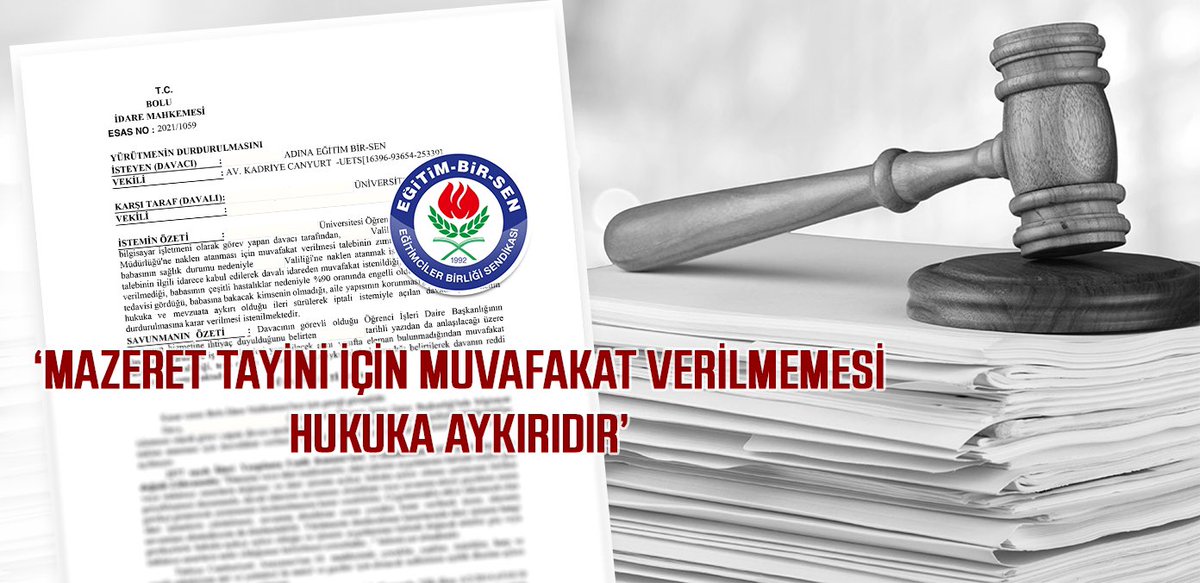 ‘Mazeret tayini için muvafakat verilmemesi hukuka aykırıdır’

Eğitim-Bir-Sen olarak, babasının sağlık mazereti nedeniyle naklen atanma talebine muvafakat verilmeyen üyemiz adına açtığımız davayı kazandık.

▫️ebs.org.tr/manset/5569/ma…
