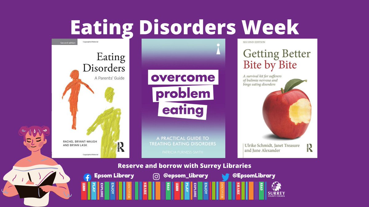 EpsomLibrary's tweet photo. This week is #EatingDisordersWeek, and we are helping to raise awareness of Eating Disorders and Disordered Eating by highlighting some books from @SurreyLibraries that may be useful to you or someone you know.
Find more here > https://t.co/ULUV3TbVV7 https://t.co/PRiQo25s3Z