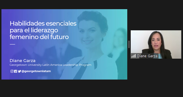 La experta internacional Diane Garza del Latin America Leadership Program de la Georgetown University comparte con las participantes los factores claves para el liderazgo femenino.