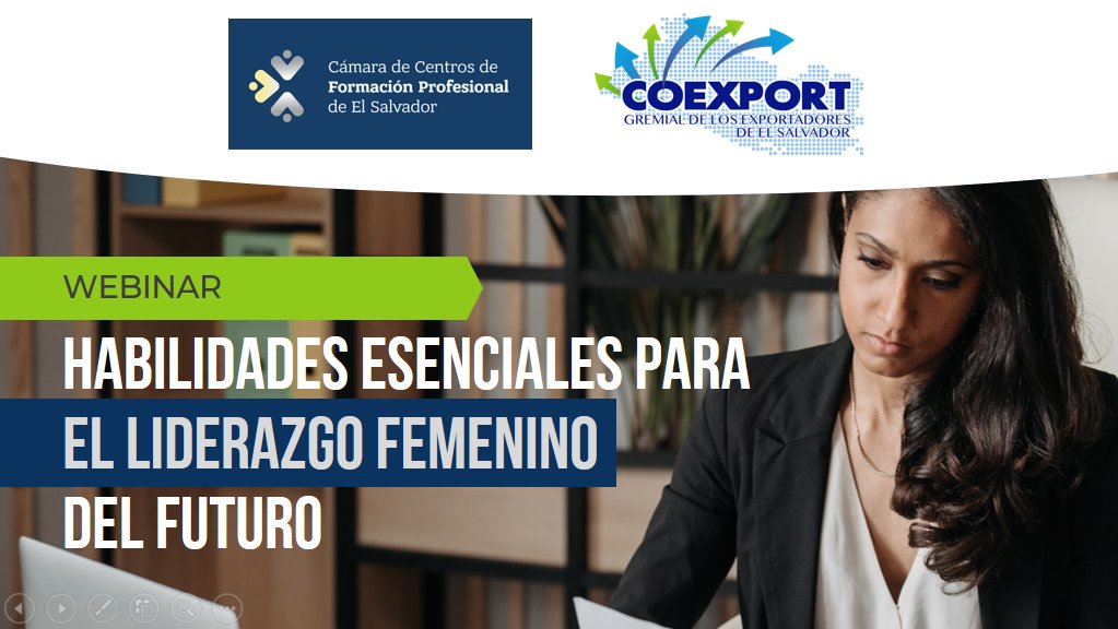#COEXPORT y <a href="/caprosv/">CAPRO El Salvador</a> desarrollan esta mañana el Webinar: Habilidades esenciales para el liderazgo femenino del futuro.

🔴 En Vivo por Facebook Live
facebook.com/coexport/video…