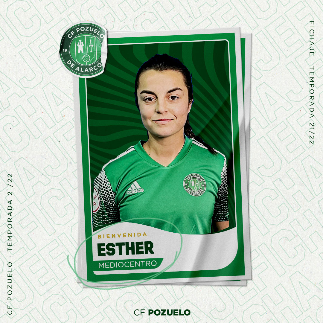 <a href="/esthergs07/">Esther González</a> del <a href="/AlhamaElPozo/">Alhama ElPozo</a> de #RetoIberdrola se incorpora a la                
#FamiliaVerde. Desborde y calidad para el equipo

¡¡Bienvenida a tu nueva casa !! 👋🏻👋🏻

🟢⚪️ #vamospozuelo