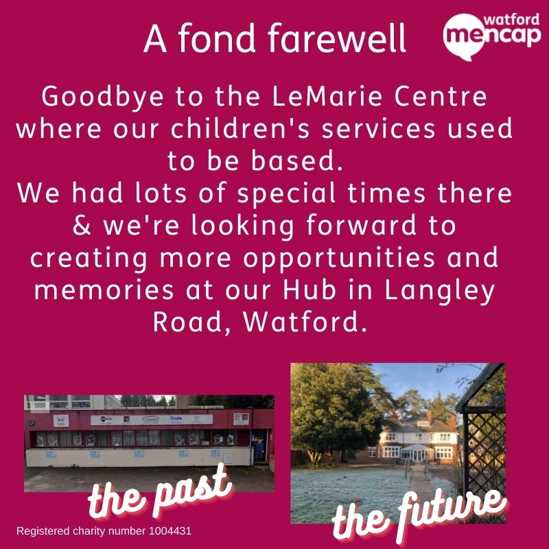Goodbye LeMarie, thanks for the memories.
Our services for children &amp; young people are moving to our new Hub which is to become the home of all our services, offering opportunity &amp; support to help local people with learning disabilities to live the life they want for themselves