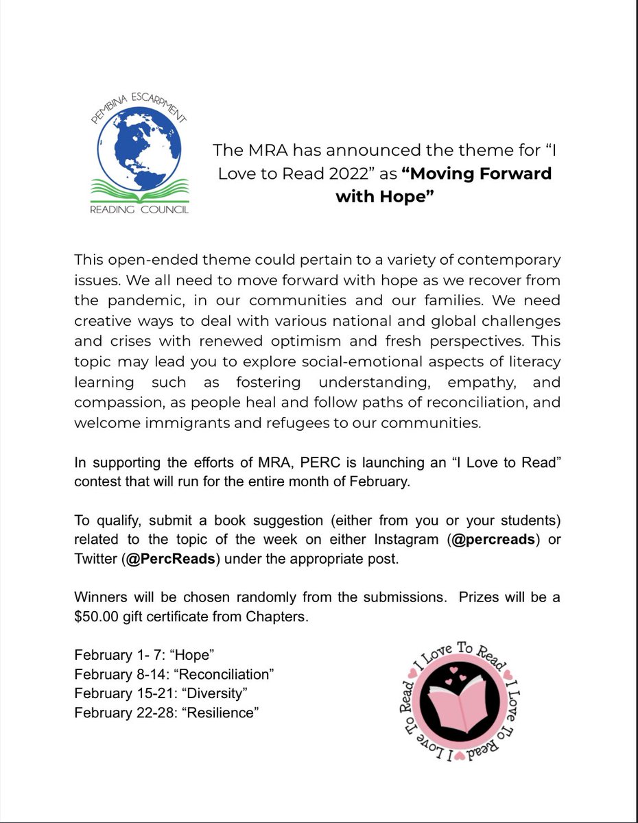 PERC is putting on an exciting contest for I Love to Read Month!