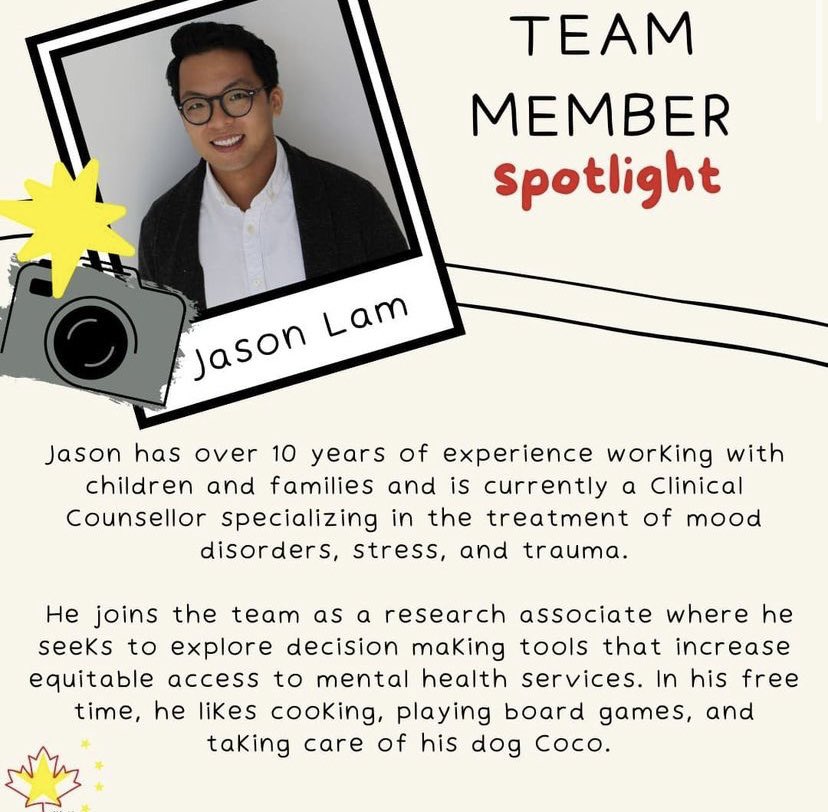 Meet Jason Lam, research assistant for the CYMHP! #Mentalhealth #MentalHealthMatters #chilrenandyouth