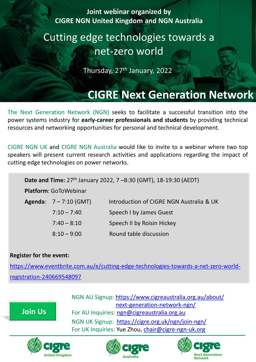 CIGREUKNGN's tweet photo. We are announcing another exciting event organised jointly by the NGN sections of @CIGREUK and @CIGREAUS.

Join us to gain insights and share knowledge on advanced solutions towards a net-zero world!

Registration: https://t.co/jmxaXTG4IM https://t.co/Tn1qRPyGEs