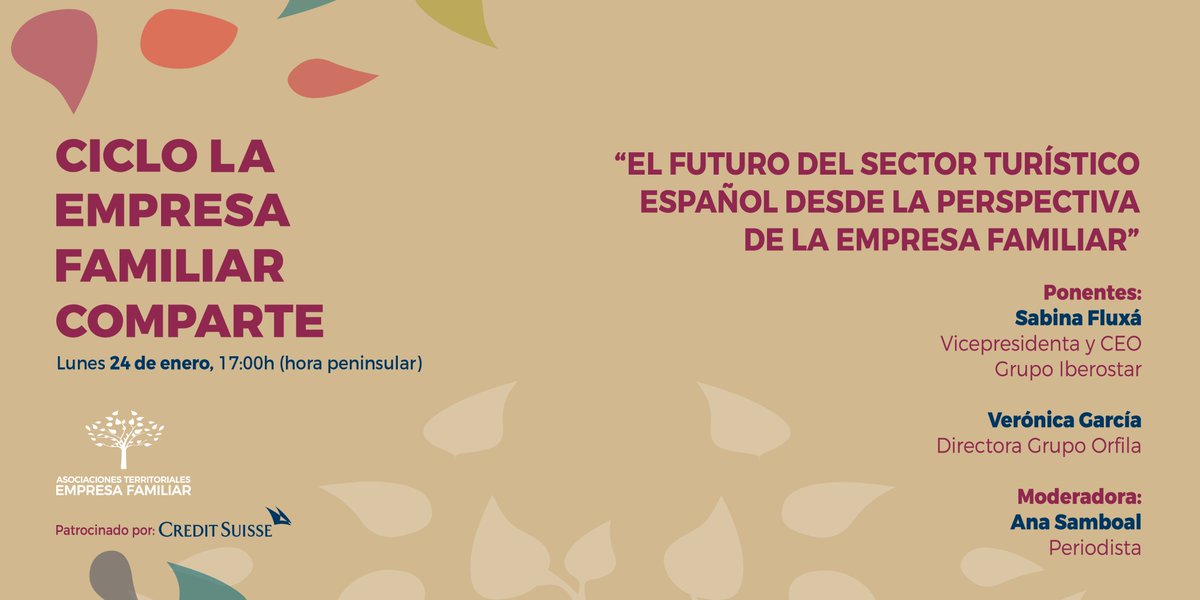 Las #AATT de #EmpresaFamiliar nos unimos de nuevo el 24 de enero con #Laempresafamiliarcomparte: "El futuro del sector turístico español desde la perspectiva de la empresa familiar" con los ejemplos de <a href="/IBEROSTAR/">Iberostar</a> y <a href="/HeritageHotelMa/">Heritage Madrid Hotel</a>. 

¡Qué ganas!