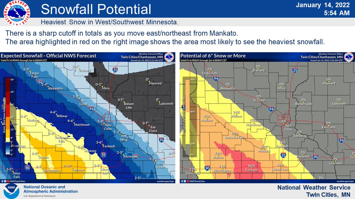 NWSTwinCities's tweet image. A Winter Storm Warning has been issued where confidence is highest in 6"+ of snow. The Winter Weather Advisory areas are going to be impacted, but to a lesser degree. Uncertainty remains in amounts across the Twin Cities, and a sharp gradient in snow totals exists. #mnwx #wiwx