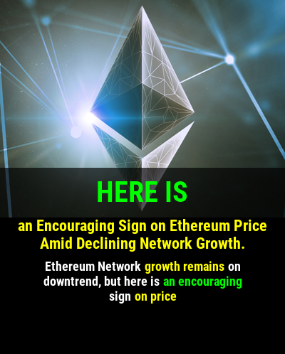 0xpinkman's tweet photo. Ethereum Network growth remains on downtrend, but here is an encouraging sign on price #cryptocurrency #ethereum #signaturechain https://t.co/bo5r2UstPR