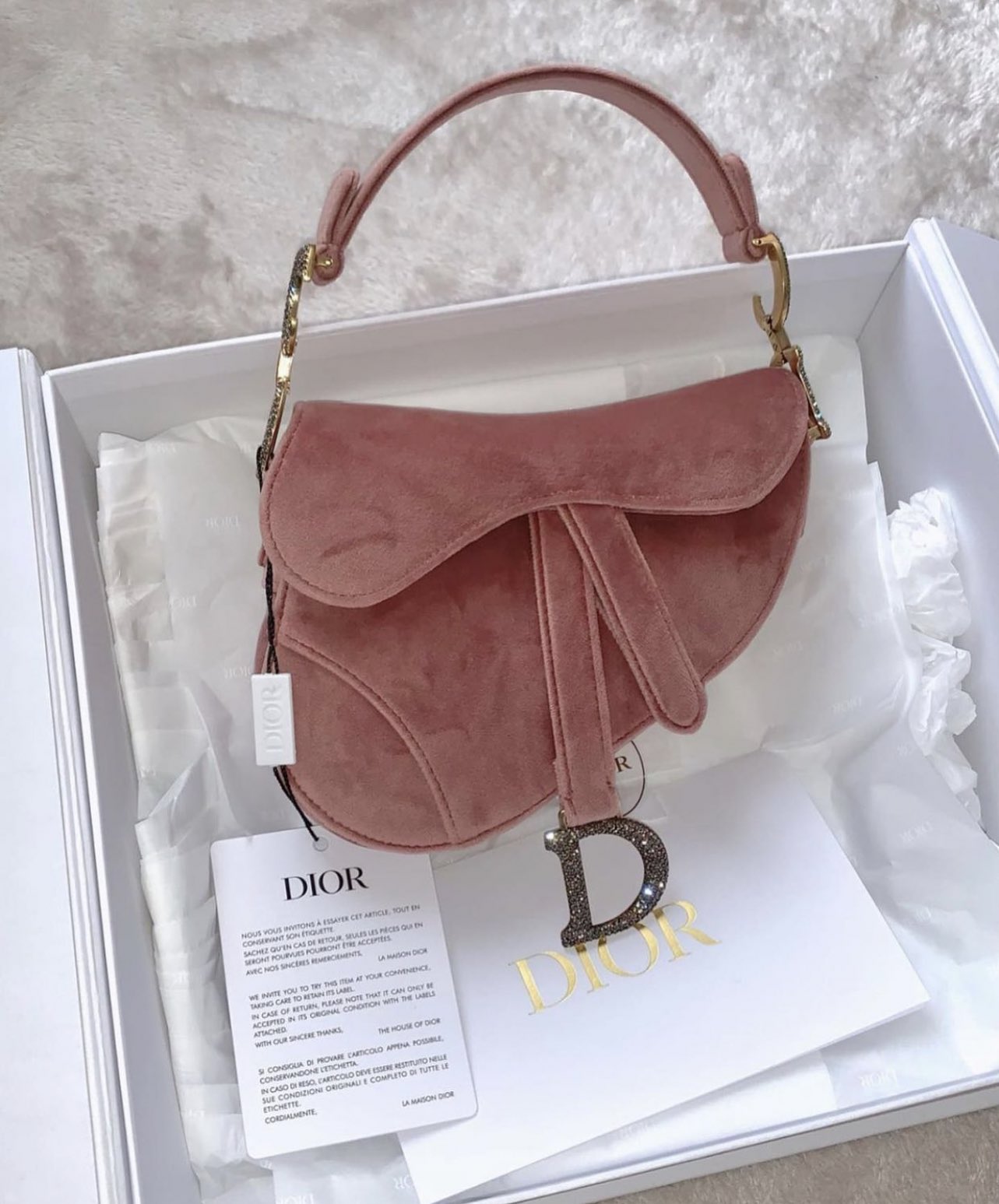 Dior saddle 2025 bag diamond