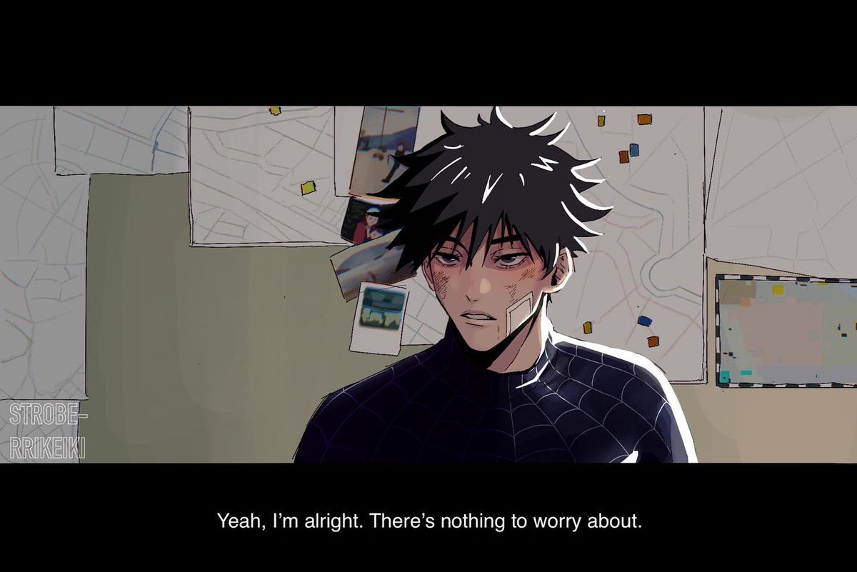 stroberrikeiki's tweet photo. A continuation of my JJK x Marvel series. Here’s JJK’s prettiest boy, Fushiguro Megumi, as Spider-Man! Plus a concerned Tsumiki!
#呪術廻戦 #JujutsuKaisen #虎杖悠仁 #fanart https://t.co/2imeGzVSLi