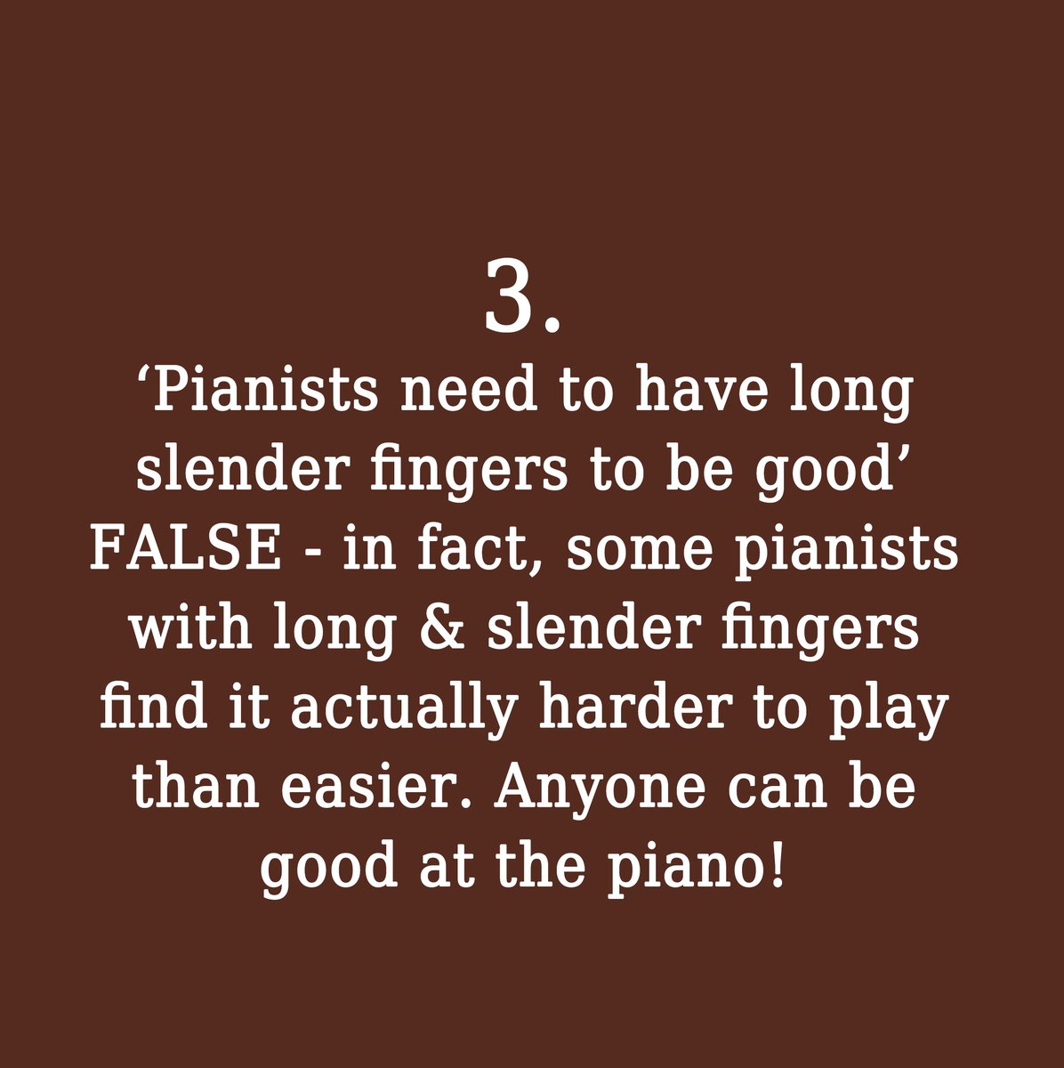 IjeomaVMS's tweet image. Don&apos;t let these false myths stop you from learning the piano! Do you know of any other?

#pianofacts #pianomyths #learnthepiano