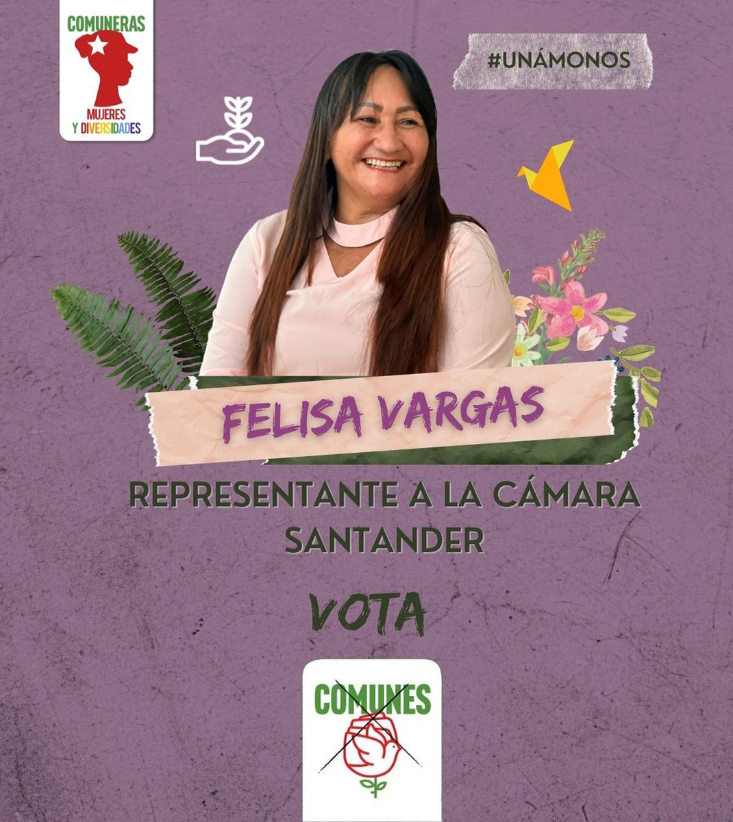 MujerFariana's tweet photo. Felisa Vargas fue guerrillera 32 años. En el Catatumbo vivió la lucha contra el paramilitarismo. Considera que las mujeres que enfrentaron la guerra deben volcarse a la paz, con el apoyo y las experiencias de otras mujeres.
#ComunerasAlCongreso 
#Unámonos
#VotaComunes 
💜🌱 https://t.co/Bmsw8MARtX