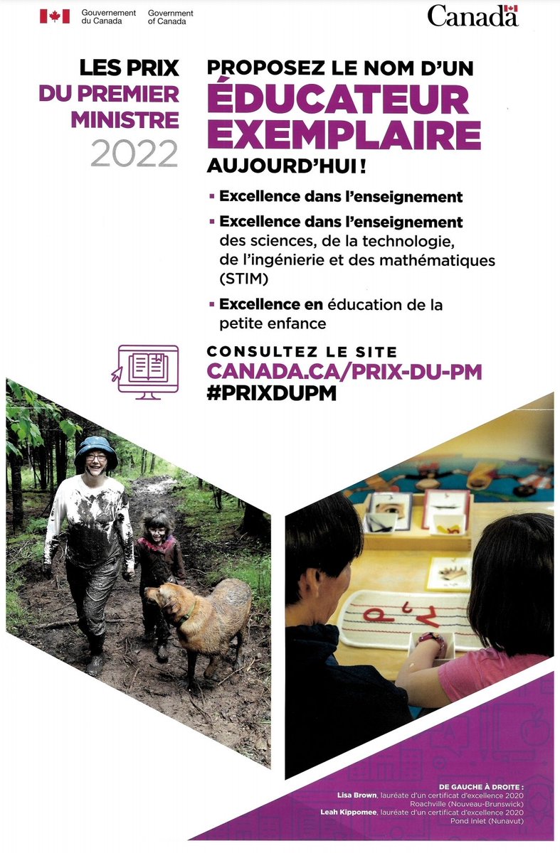 Tellement d'éducateurs et d'enseignants qui méritent ce prix ! Allez-y ! Nominez !