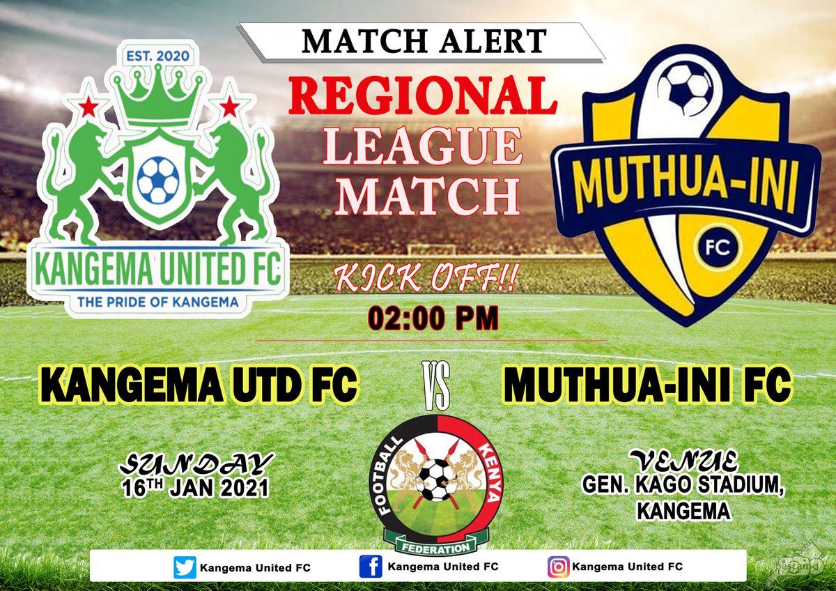 KangemaC's tweet photo. This Sunday 16th Jan 2022 we shall be playing Muthua-ini fc from nyeri in our second central region league fixture  at our home ground  The General Kago Stadium, Kangema.
You are all welcome. https://t.co/b44Hyoyk6E