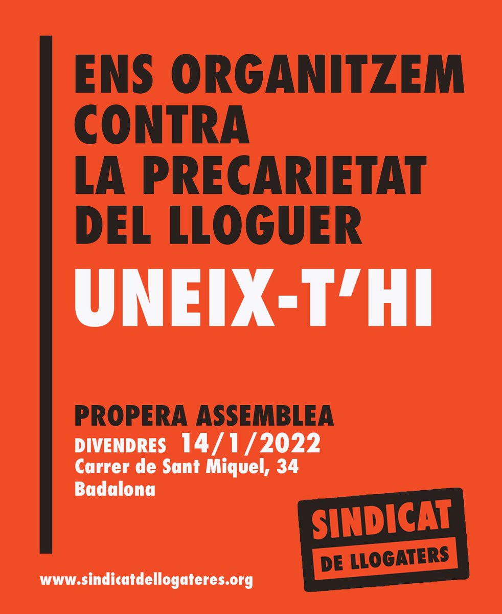 llogaters_bdn's tweet photo. 📢AQUESTA TARDA Necessites informació sobre la regulació de lloguers, el teu arrendador t'apuja el preu de l'IPC o la immobiliària et dona llargues per renovar el contracte.
Organitza't. Vine a l'assemblea‼️
⏰18h
📍C/ Sant Miquel,34

#HemRegulatElsLLoguers https://t.co/AJxDWJ4RcG