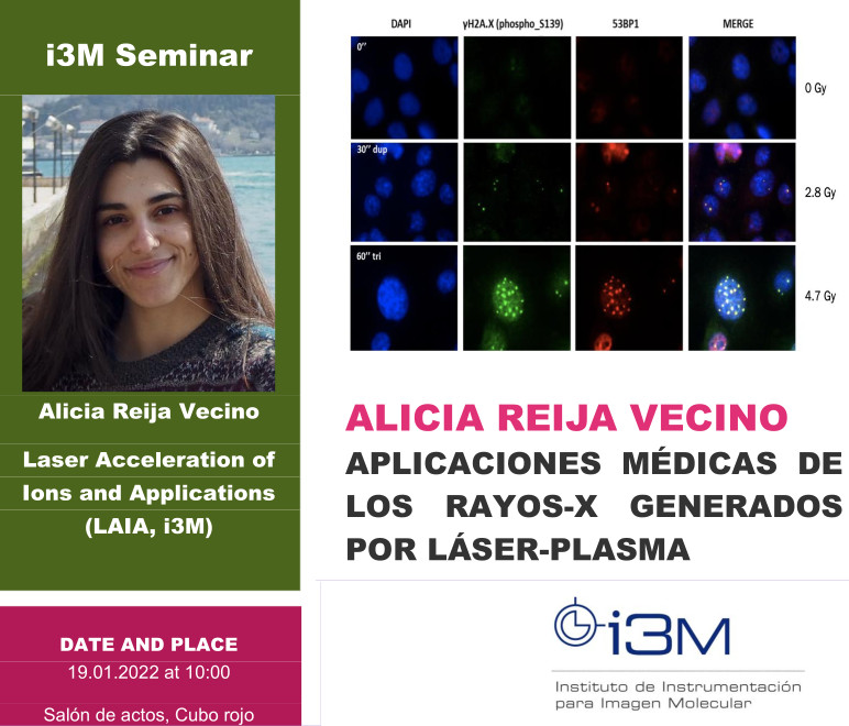 Este Miércoles 19 a las 10:00h, Alicia Reija Vecino (LAIA) impartirá el seminario "Aplicaciones Médicas de los Rayos X generados por Láser-Plasma".
Lugar: Salón de actos del cubo rojo.
Acceso vía Teams/Chrome: u.i3m.upv.es/seminario
Más información: i3m-detectors.i3m.upv.es/2022/01/14/anu…